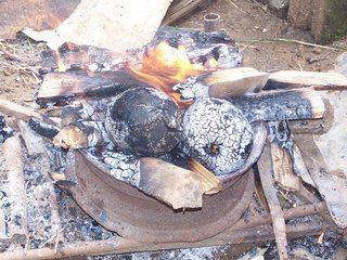 Breadfruit Being Roasted